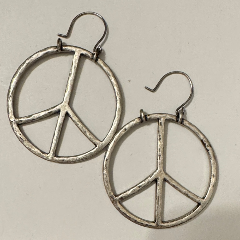 Silver Peace Sign Earrings